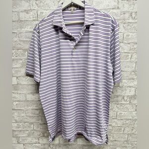 Peter Millar spandex blend polo men’s XL purple white stripes stretch